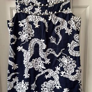 Lilly Pulitzer Navy and White Dragon Print Dress